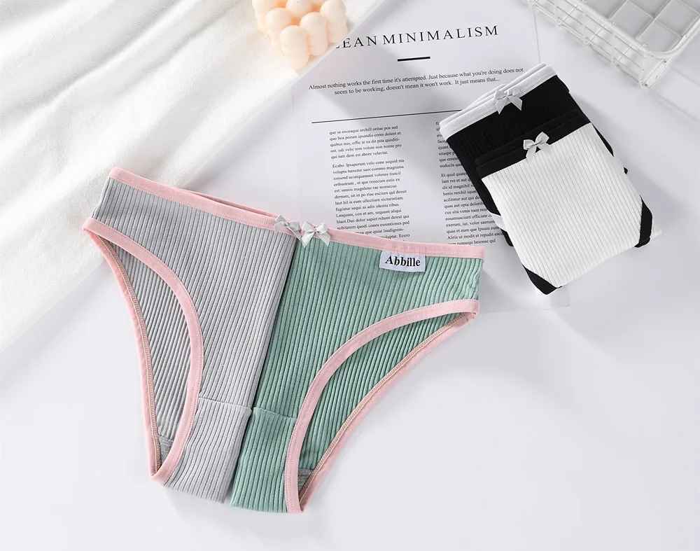 Women Cotton Panties Soft Striped Patchwork Women Underpants Solid Girls Briefs Sexy Female Lingerie Comfort Underwear