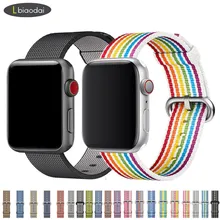 Нейлоновый ремешок для apple watch band 42 мм 38 мм iWatch 4 Band 44 мм 40 мм браслет ремень Спортивная петля ремешок для apple watch 4 3 2 1