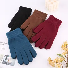 Inverno luvas femininas outono mão mais quente engrossar forro completo fingered luvas de esqui curto luvas de pulso preto de malha