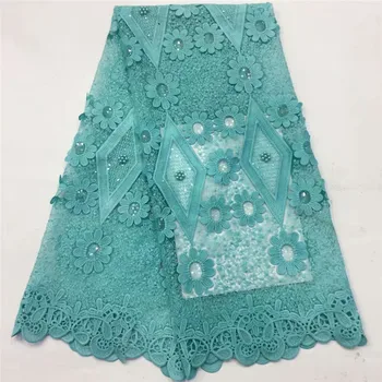 

Latest African Tull beads Lace Fabrics High Quality green Nigerian Net Lace Fabric with Sequins Sequence Lace for Women Dress