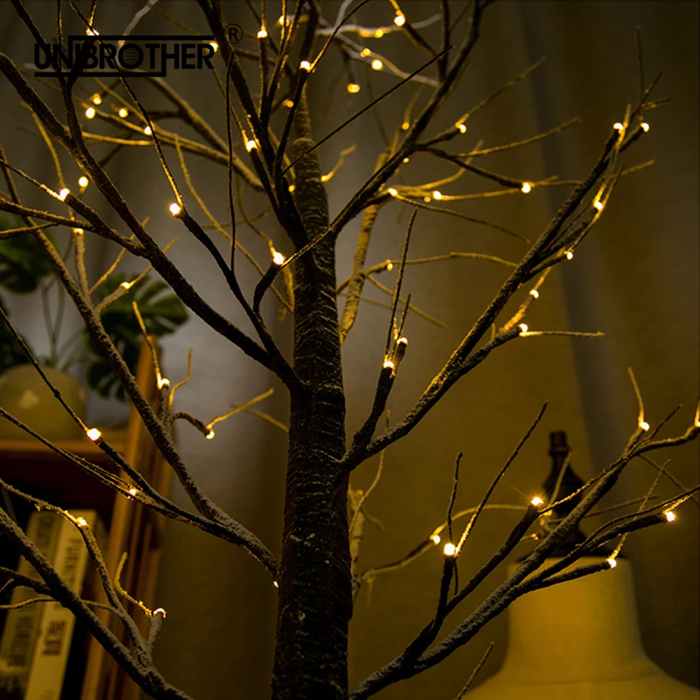 Светодиодный светильник в виде березы и снежной елки, рождественские украшения для дома, ночник, современный праздничный Сказочный светильник для помещений, штепсельная вилка европейского и американского стандарта