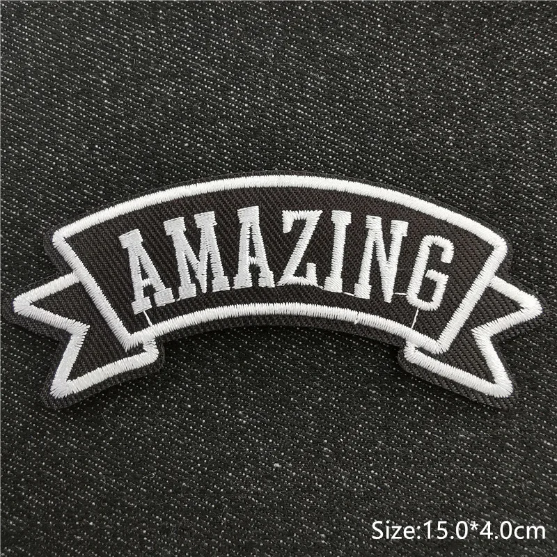 (46 stile) Schwarz und Weiß Pentagramm Stickerei Patches für Jacke Alphabet Patch Eisen auf Transfer Streifen Buchstaben Appliques – Detail 20