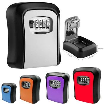 

Hot Key Lock Box Wall Mounted Aluminum alloy Key Safe Box Weatherproof 4 Digit Combination Key Storage Lock Box Indoor Outdoor