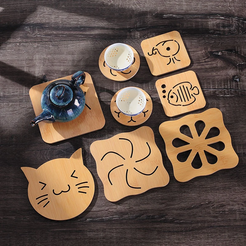 

Table Thicken Mat Wooden Cartoon Heat Insulation Mat Table Anti-skid Pan Creative Lovely Tea Cup Bowl Mat Coaster Cup Mat