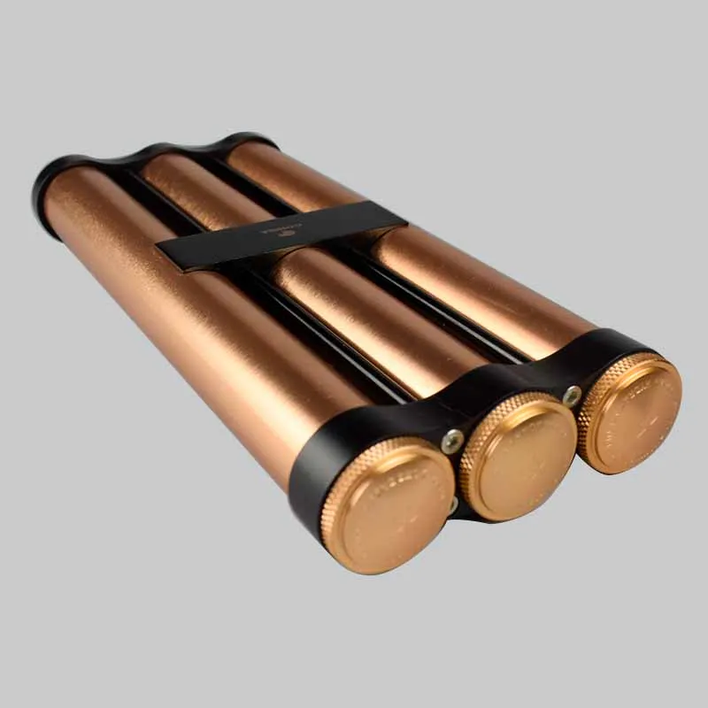 COHIBA Black Metal Путешествия сигары держатель 3 тюбик хьюмидор с увлажнителем