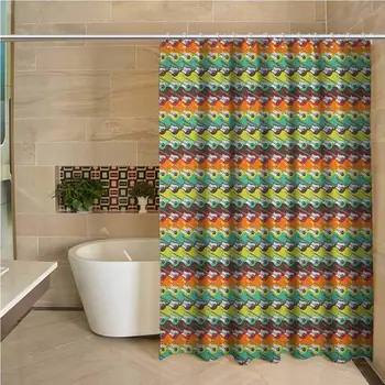 

Guitar Precision Custom Shower Curtain Abstract Stringed Instruments on Horizontal Color Borders Modern Pattern Design Modern