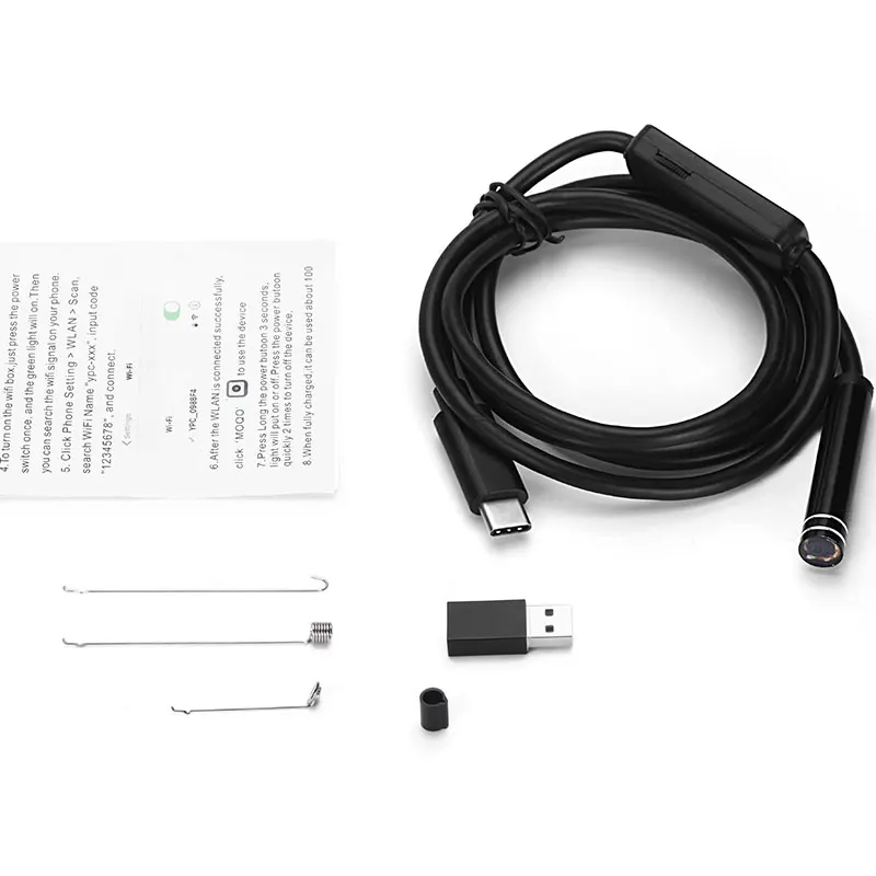 Usb type-C эндоскопические камеры 5 м 8 мм 5 м бороскоп Инспекционная камера 8LED 2MP 8LED Android type C Труба Водонепроницаемая трубка видео
