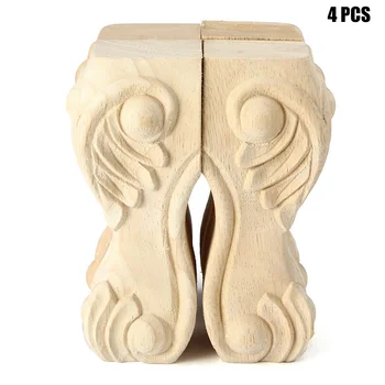 

4pcs Table Carved Home Accessories Bed Riser Stable Solid Wood Furniture Legs Sofa Feet Strong Bearing TV Cabinet European Style
