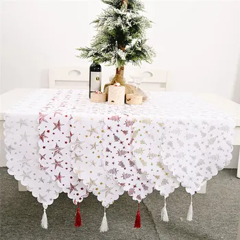 

Christmas Table Runner Creative Christmas Tree Star Printed Table Cloth Decorative Table Runner for Festival Party Home Decor