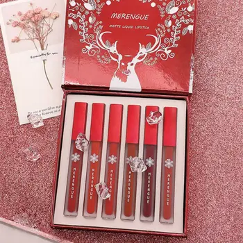 

6 Colors Matte Lip Glaze Mist Smooth Long-Lasting Non-Stick Cup Moisturizing Pipe Lip Gloss Set Makeup Hot Sell E1