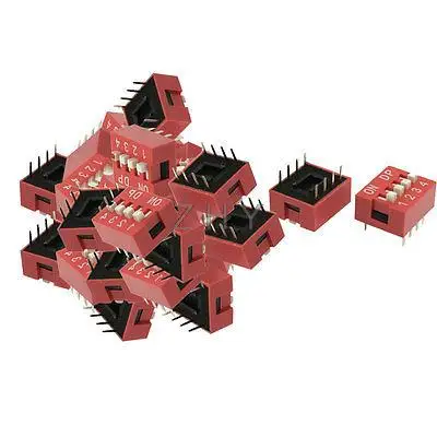 

40 x Red 2.54mm Pitch 4 Position Slide Type DIP Switches