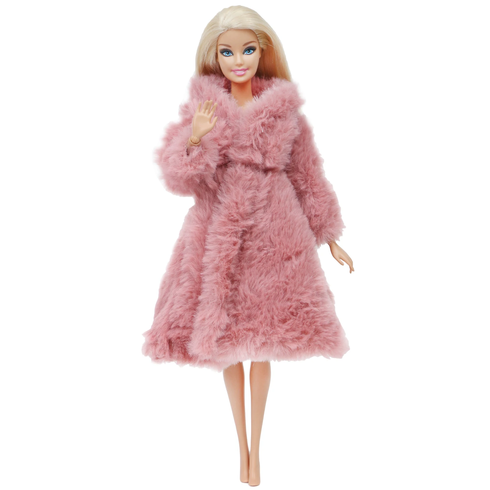 1 набор разноцветных мягких меховых пальто с длинными рукавами Топы, платья Зимняя Теплая Повседневная одежда аксессуары, Одежда для куклы Барби, детские игрушки