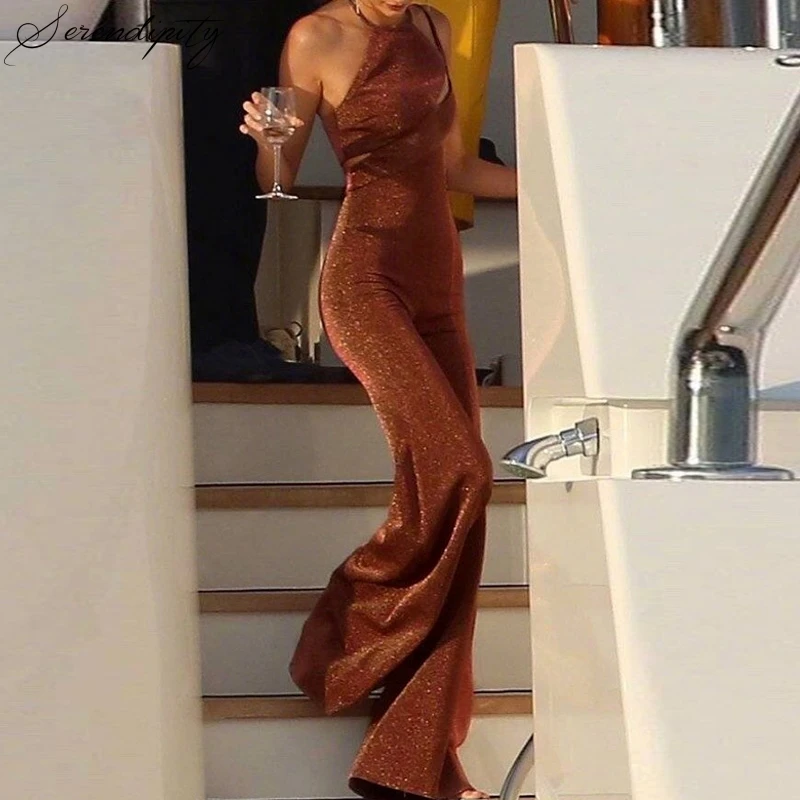 SRDP сексуальный женский трикотажный комбинезон с открытой спиной вечерние