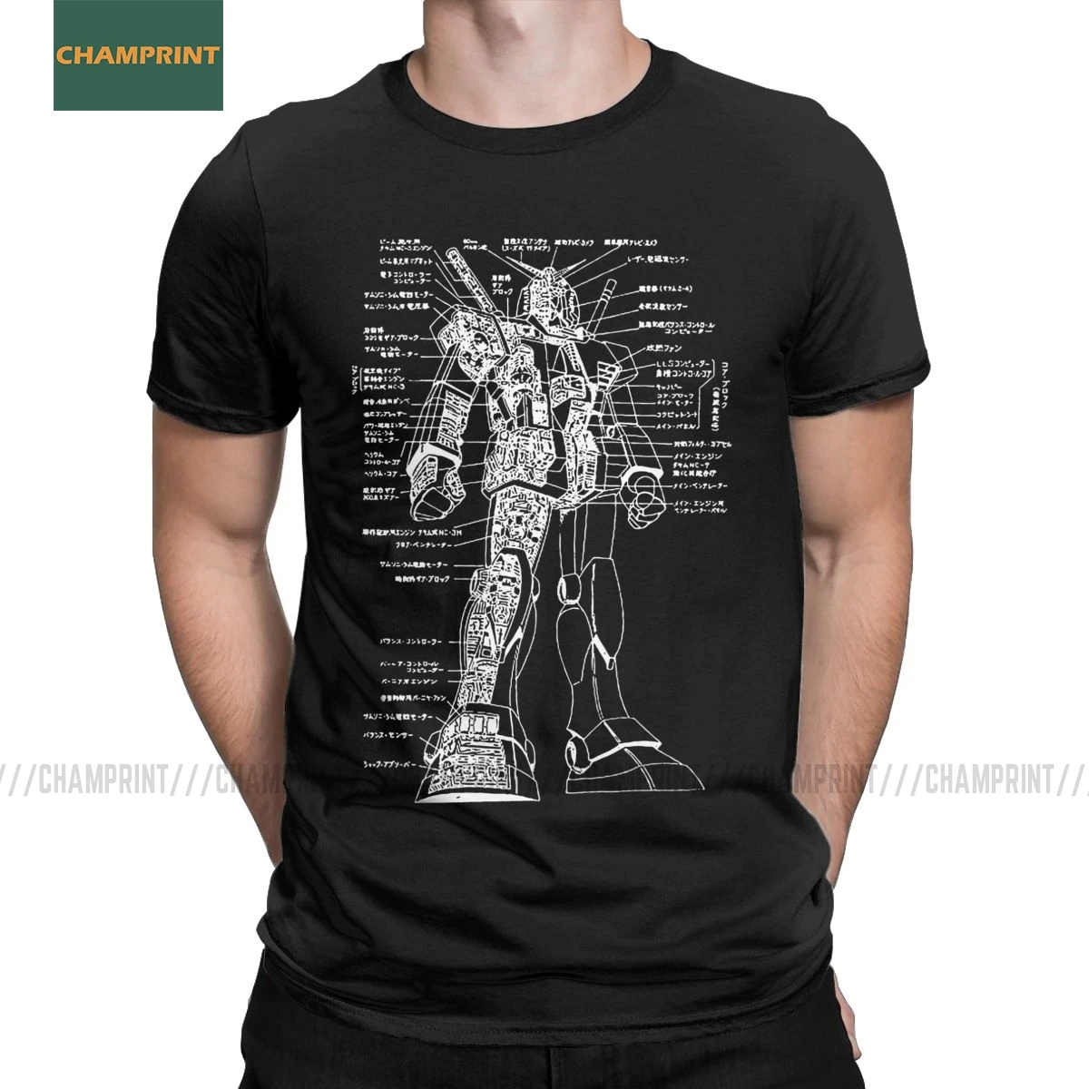 Мужская футболка Gundam с схемами аниме механический робот манга мейка Япония