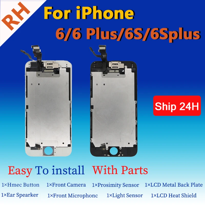 

AAA+ LCD For iPhone 6 6Plus 6S Plus LCD Full Assembly Complete With 3D Touch Screen Replacement Display for iphone 5S LCD Camera