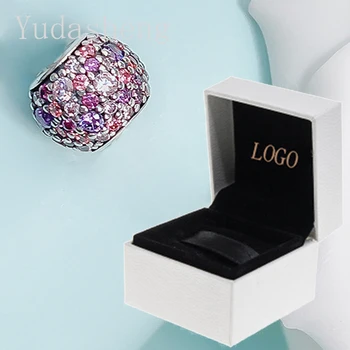 

Pink inlaid cubic zirconia Bead Charm（with jewelry box）High Quality 1: 1 Factory Wholesale Diy women's Bracelet