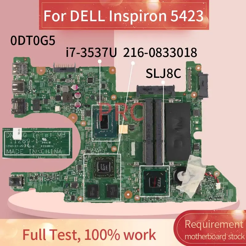 Cn 0dt0g5 0dt0g5 Pour Dell Inspiron 14z 5423 I7 3537u Hd7570m Ordinateur Portable Carte Mere 112 1 Sr0xg 216 Ddr3 Carte Mere