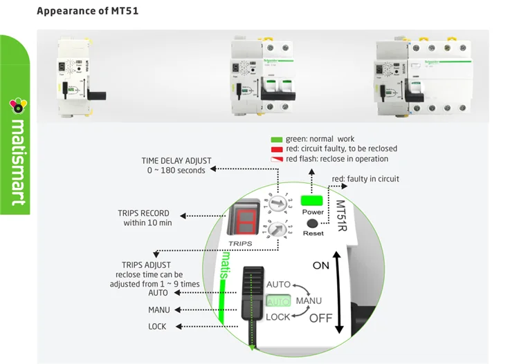 Matismart MT51RA повторный выключатель 3P mcb 63a