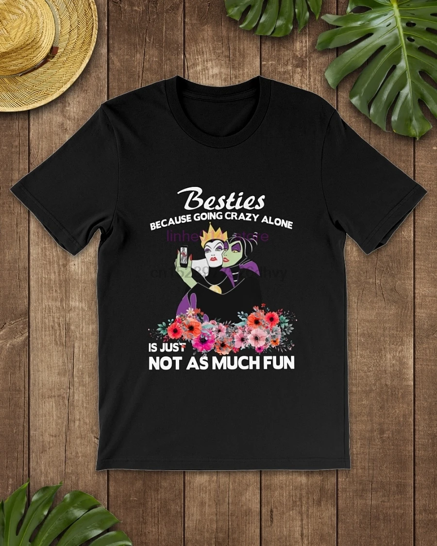 

brand men shirt Maleficent Besties because going crazy alone is just not as much fun shirt