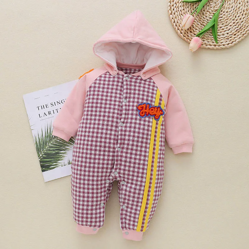 AmyaBaby комбинезон для новорожденной девочки мультфильм с капюшоном толстые теплые зимние с длинным рукавом для маленьких мальчиков комбинезоны детская одежда верхняя одежда для девочек - Цвет: 3