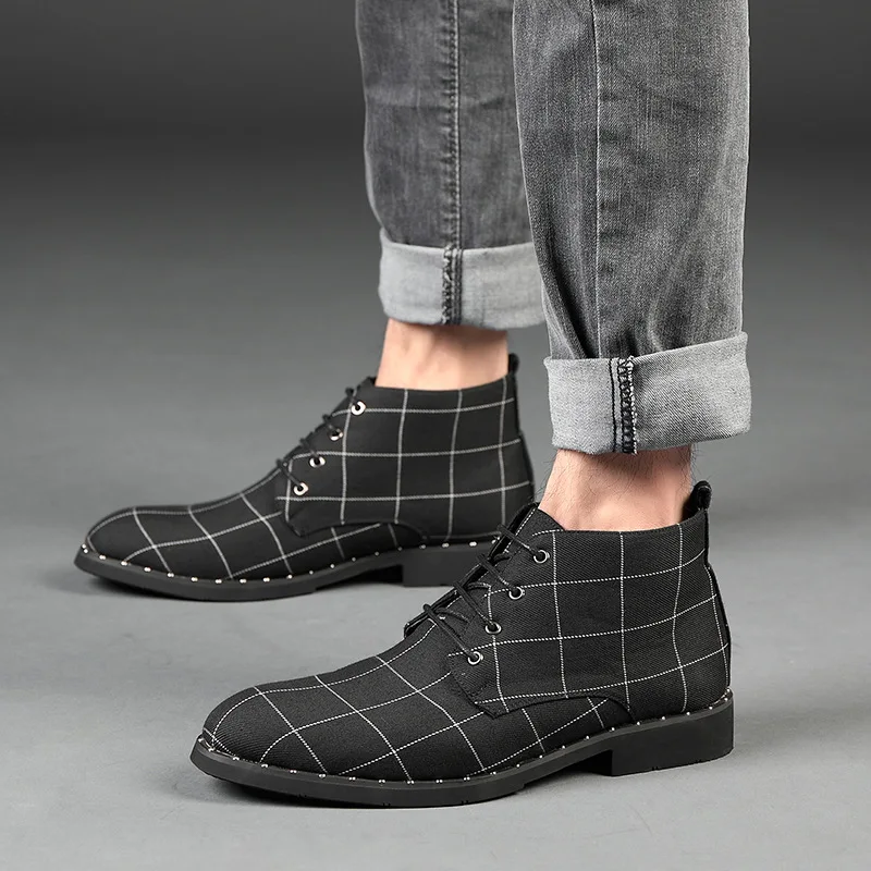 

7503 Martin Boots Men's Hight-top MEN'S SHOES England Pointed-Toe Hair Stylist Men's Boot Fashion Canvas Mid-top Short Boots