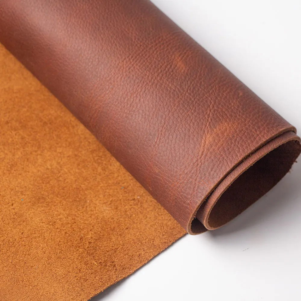 Cuir Végétal Tanné 4mm D'épaisseur - Tête De Vache Jaune - Marron Foncé - Pour Artisanat, Maroquinerie, Découpe - 4