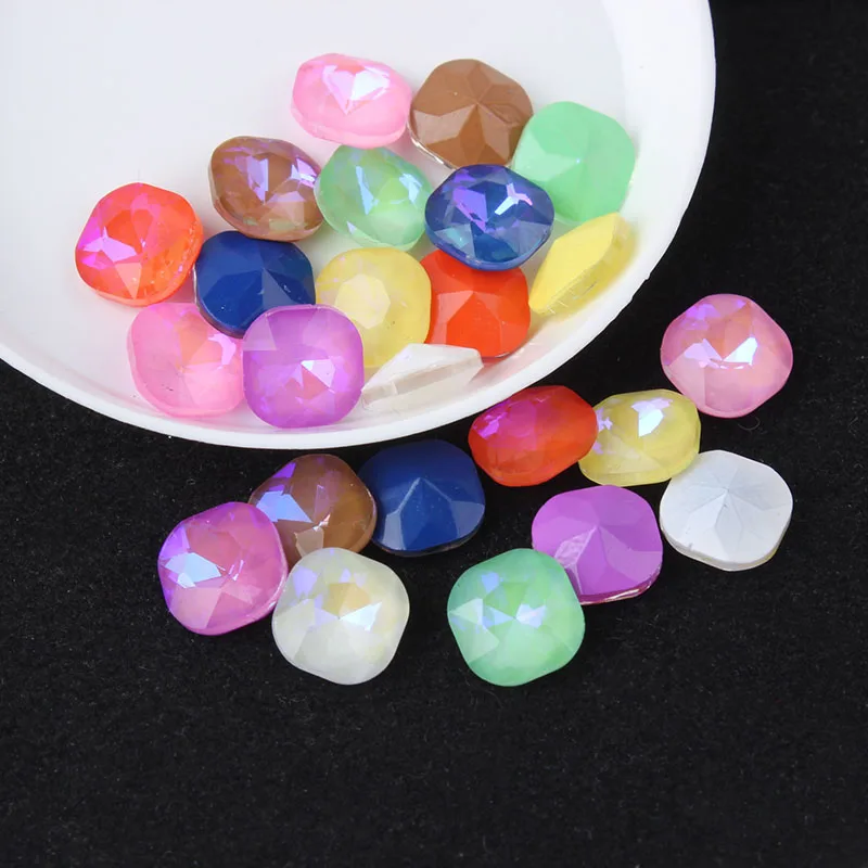 Mix Color jelly Горячая Распродажа, стеклянные хрустальные 8 мм желеобразные цвета, Разноцветные квадратные Восьмиугольные бусины, стразы для рукоделия - Цвет: Mix Color jelly