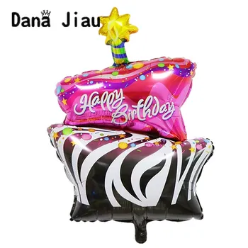 

Wedding Double-deck Happy Birthday Cake Foil Balloon Party Sweet Pink Chocolate Food Ice Cream Decoration Wedding Baby Shower