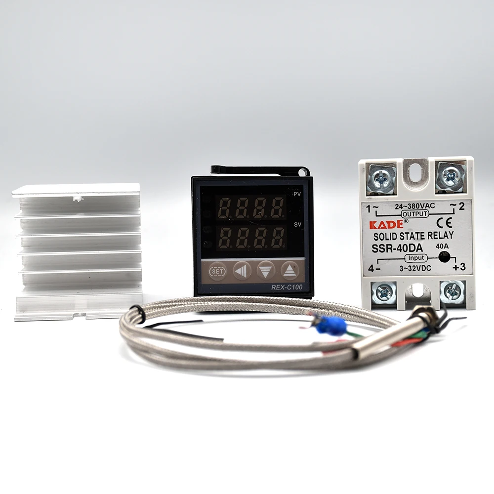 Digital PID Temperature Controller REX-C100 REX C100 thermostat + 40DA SSR Relay+ K Thermocouple 1m Probe RKC