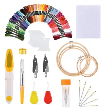 

Embroidery Starter Kit Including 50 Colors Embroidery Threads Embroidery Hoops Needle Cross Stitch Tool Kit For Beginners Gadget