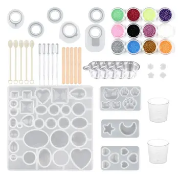 

Silicone Material Set Jewelry Resin Casting Molds Pendant Ring Gemstone Patch Making Tools DIY Jewelry Craft