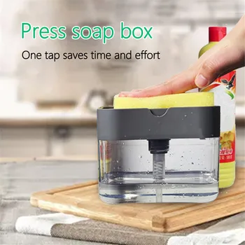 

ABS Soap Box and Sponge Box 2 In 1 Manual Press Liquid Soap Dispenser Pump Sponge Storage Box Foam Soap Dispenser Kitchen Tools