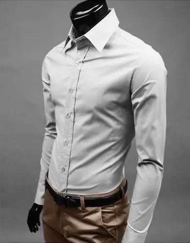 Новинка, мужские повседневные рубашки, приталенная рубашка с длинным рукавом, Базовая рубашка, вечерняя приталенная Мужская рубашка в деловом стиле - Цвет: QQ-O68
