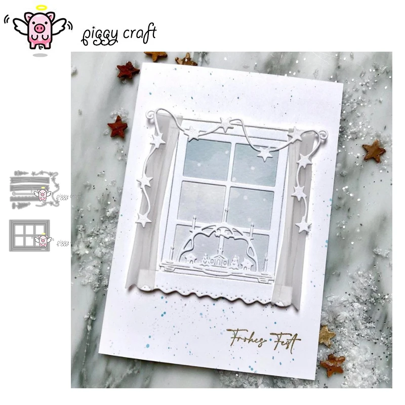 Piggy Craft Metall-Stanzformen, geschnittene Matrizenform, Fensterstern-Vorhang, Sammelalbum, Papierhandwerk, Messerform, Klingenstanzer, Schablonen