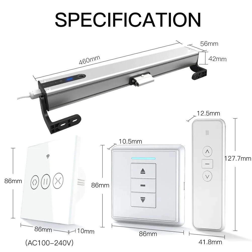 New Electric Chain Window Opener 4 Wires Motor Stainless Steel Chain Type with Tuya WiFi Curtain Blinds Switch Wall-mounted