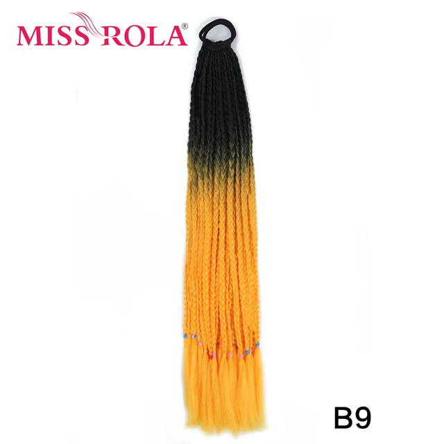 Synthetic Chignon Hair 60cm Hair Color Gradient Dirty Braided Ponytail Women Elastic Hair Rubber Band Hair Accessories Headband B9