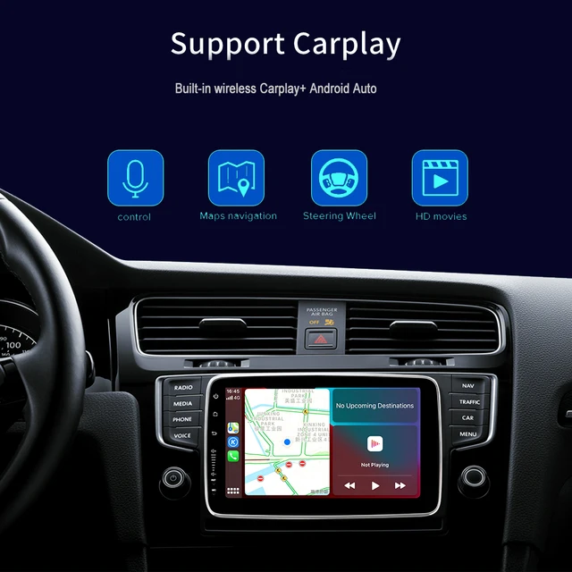 Lecteur multimédia universel Carplay 1din 9 pouces, interface utilisateur et écran rotatifs, 4G et WIFI, autoradio stéréo, GPS, vidéo, mise à niveau -2