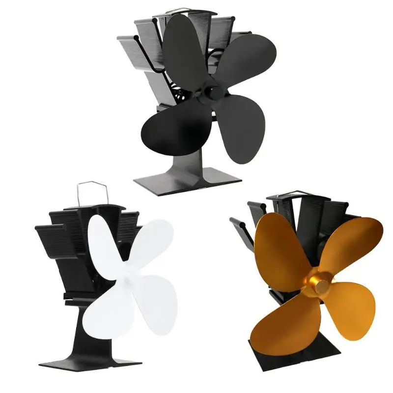 

Black Fireplace 4 Blade Heat Powered Stove Fan Wood Burner Eco Friendly Quiet Fan Home Efficient Heat Distribution Ventilador