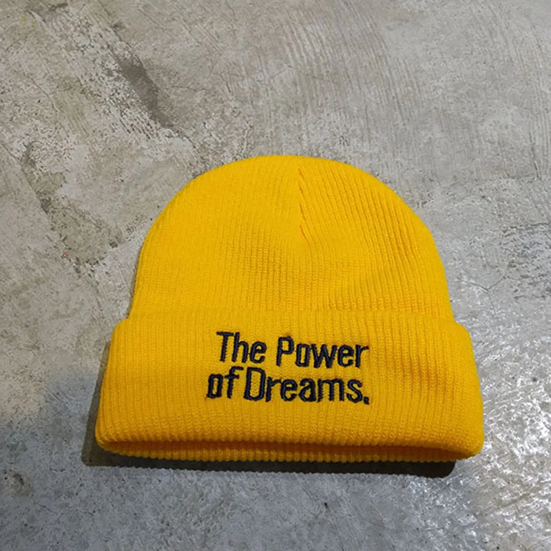 The power of Dreams шапки для мужчин и женщин Skullies Хип-хоп шапочки The power of Dreams шапки вязание невинная шляпа хеджирующая шапка - Цвет: 1