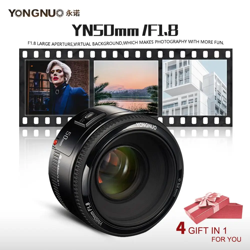 YONGNUO YN50mm F1.8 Большая диафрагма Автофокус Объектив DSLR объектив камеры для canon Nikon D800