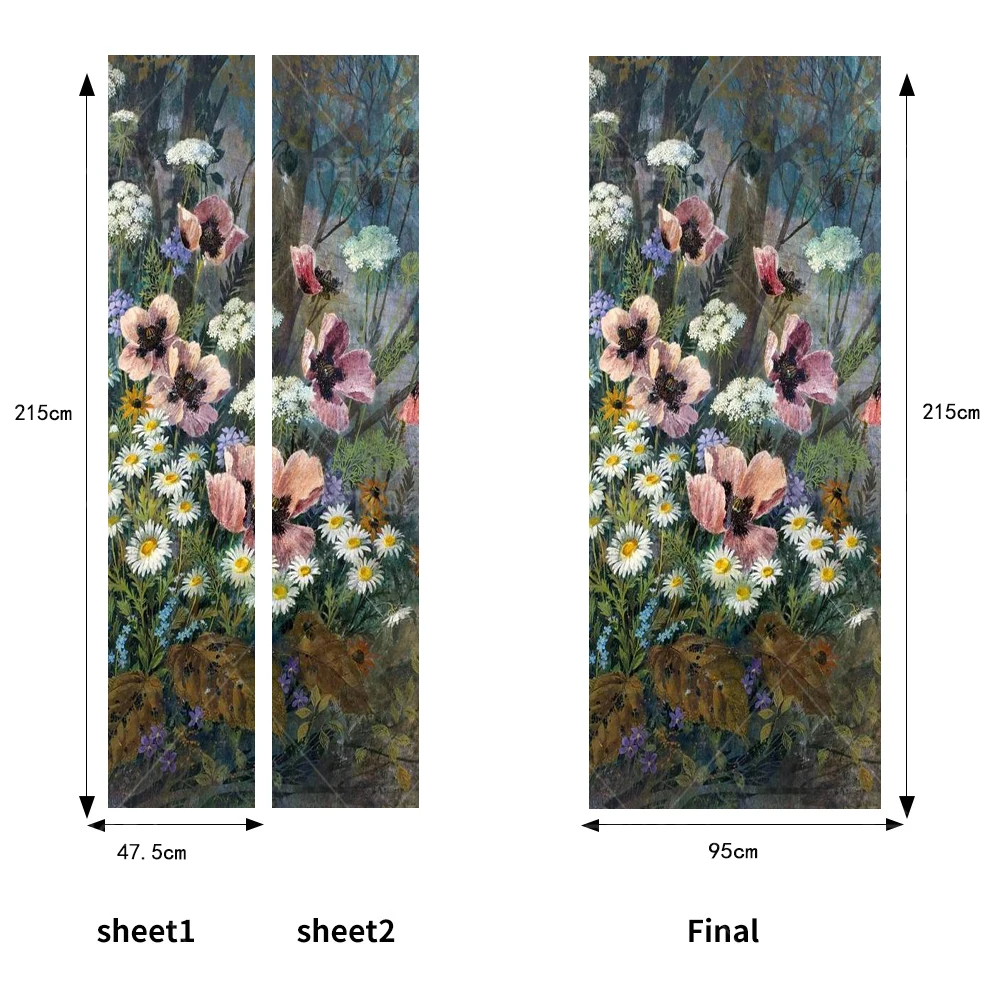 Печать обновленная художественная картина креативные Настенные обои из ПВХ абстрактный цветок самоклеющиеся двери наклейки своими руками домашний декор комнаты для девочек