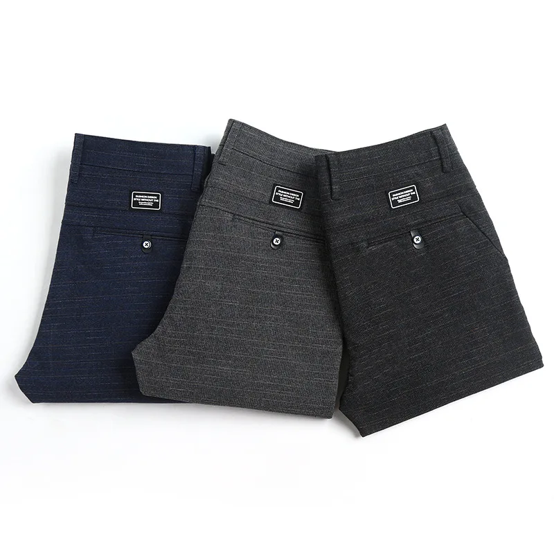 Однотонные прямые мужские брюки Slim Fit Осенние новые мужские s повседневные брюки черные зеленые задние карманы дышащие Стрейчевые брюки мужские