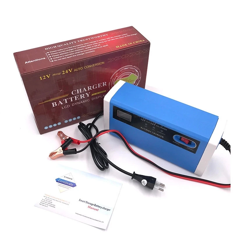 납산 충전기 AC 110V/220V 12V/24V 10A 습식 건식 AGM 젤 납산 배터리 80AH 100AH ??용 스마트 고속 전원 충전 도구