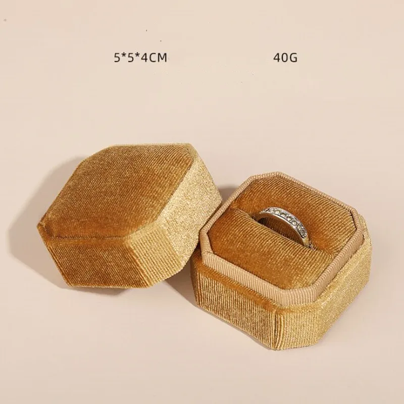 Boîte à Bagues De Luxe Hexagonale - Velours Vert Profond - Idéale Cadeau - Neuve Avec Étiquettes