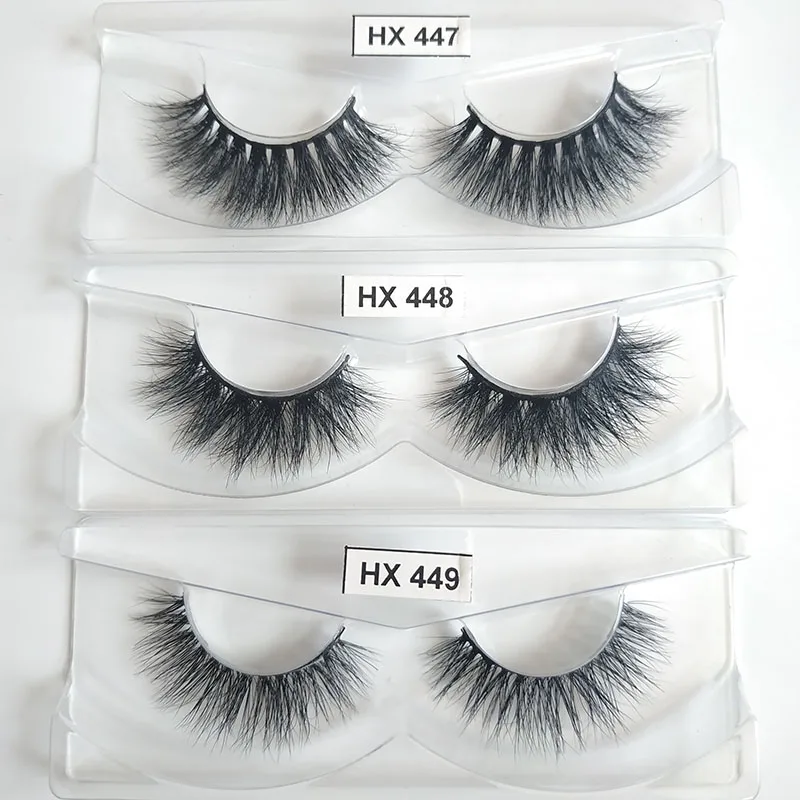 447.448.449 Hexuan ресницы оптом 30 пар/упак. 3D норковые ресницы только лоток без упаковочных коробок полная полоса ресницы норковые ресницы коробки на заказ - Цвет: 447.448.449
