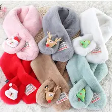 THINKTHENDO для малышей; Рождественский плюшевый шарф с воротником-крестиком; зимний теплый шарф с изображением Санта-Клауса и оленя