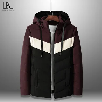 

2019 Winter Jacket Men Casual Hooded Warm Parkas Male Cotton-Padded Coat Thicken Windproof Zip Pockets Jaqueta Masculina 3XL