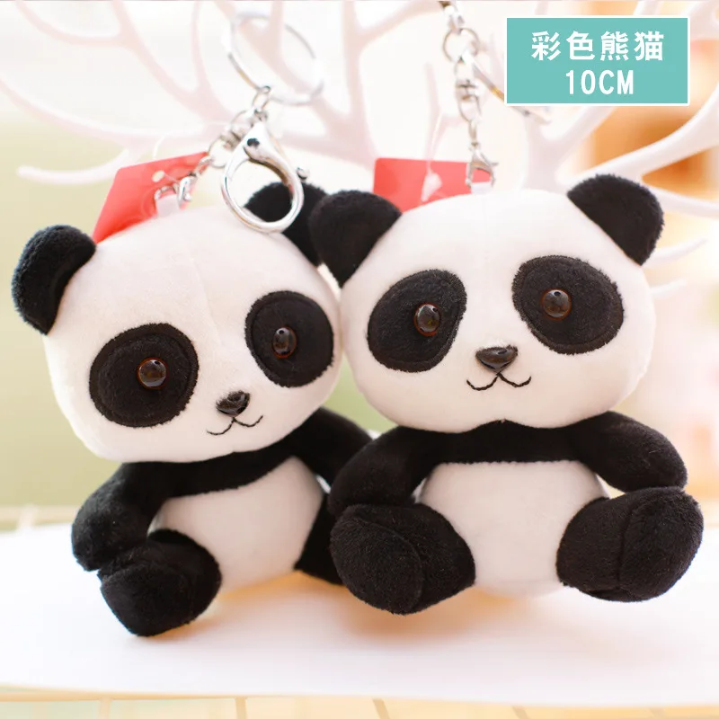 Kawaii плюшевая кукла для ключей брелок с изображением животных панда Слон Лось Собака Обезьяна Игрушка-лиса креативная вешалка подарки - Цвет: panda-random color