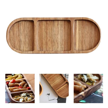 

Retro Bar Tableware Serving Wooden Plate Bread Pan Dessert Oval Shape Storage Saucer Fruit Dishes Food Dinner Tea Tray Container