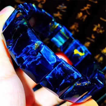 

Natural Blue Pietersite Bracelet Jewelry For Woman Man Crystal Namibia 14x10mm Rectangle Beads Energy Stone Bangle Stretch AAAAA